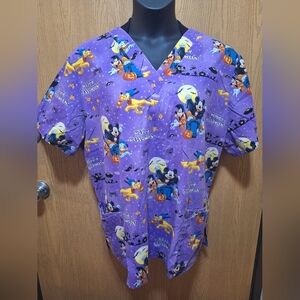 Disney Purple Halloween Themed Women's Scrub Top